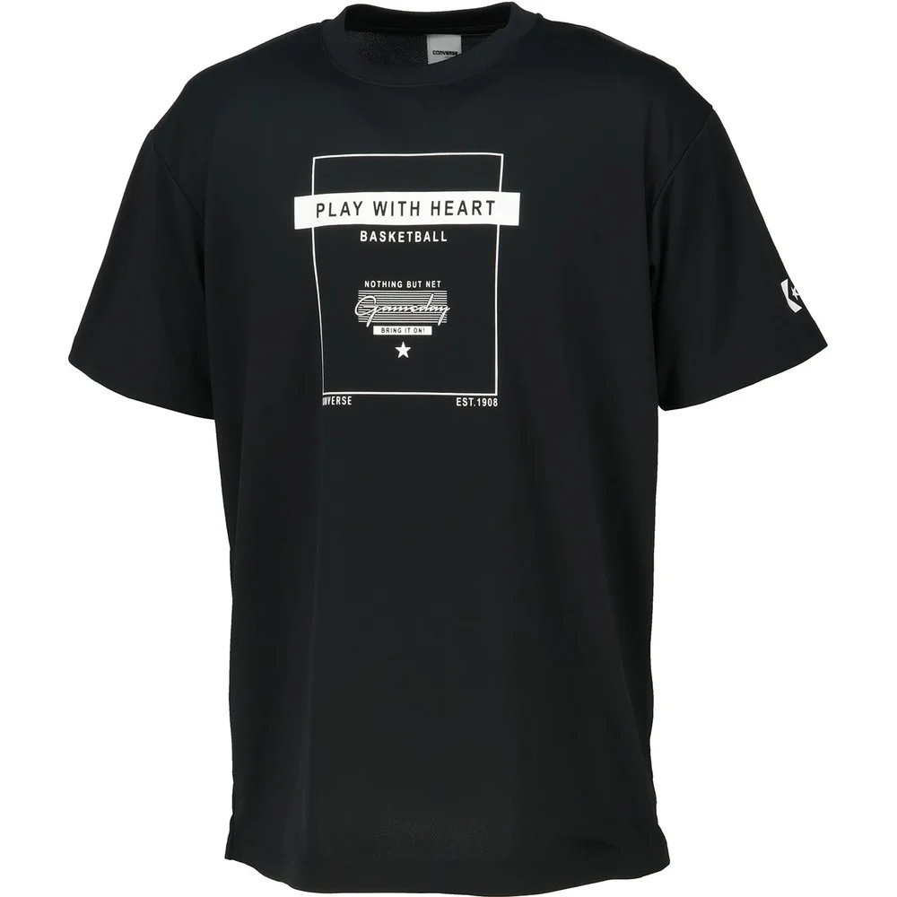 コンバース Tシャツ バスケ 吸汗速乾 メンズ 半袖 ブラック×ホワイト CB261362-1911