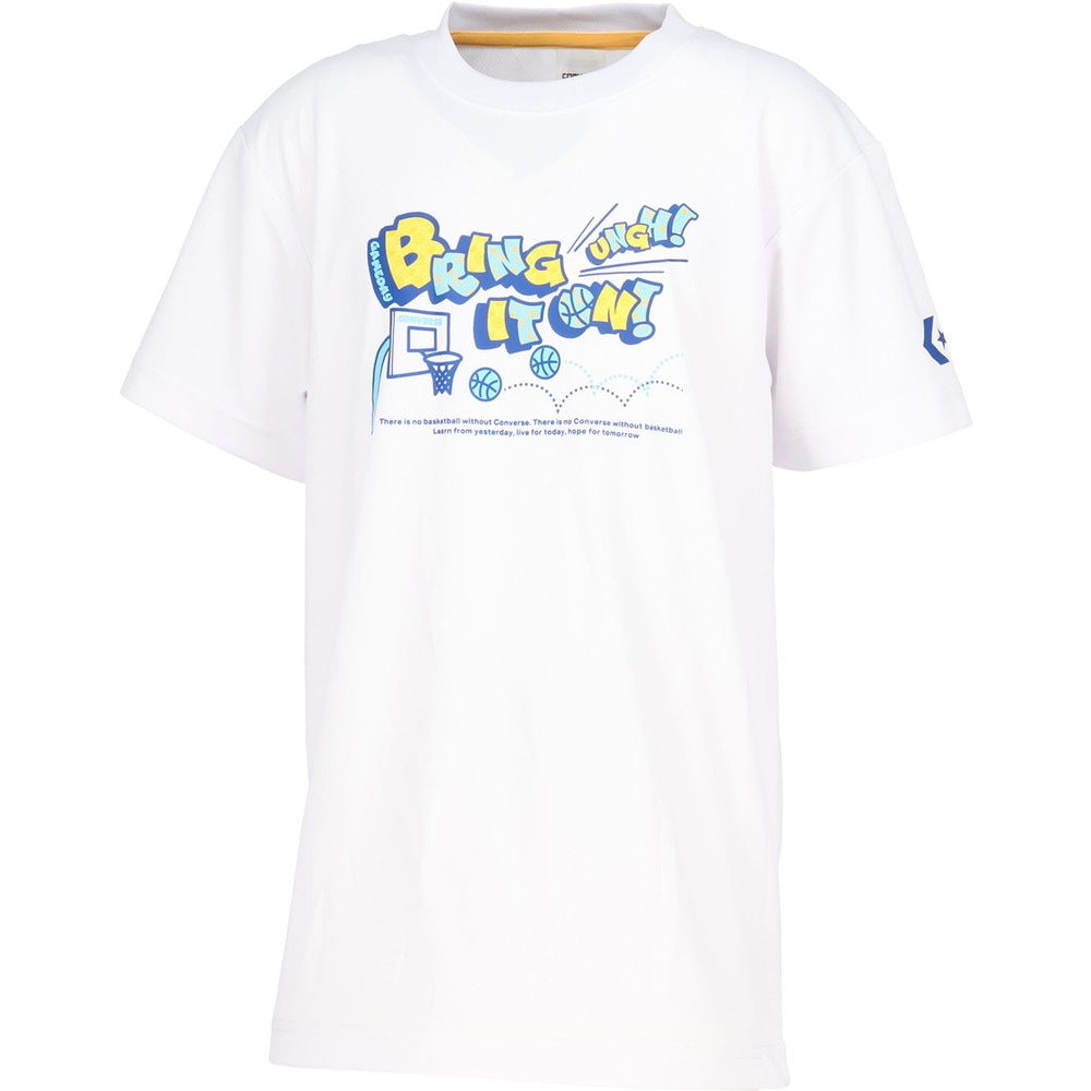 コンバース バスケ Tシャツ ジュニア 半袖 吸汗速乾 ホワイト CB461360-1100