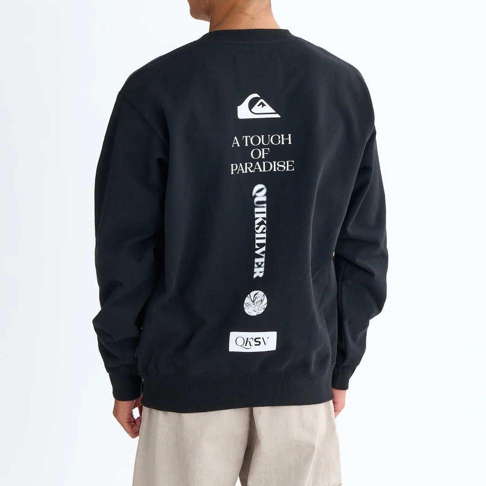 クイックシルバー トレーナー クルーネック メンズ スウェット BW VERTICAL LOGO SWEAT CREW QPO254005-BLK