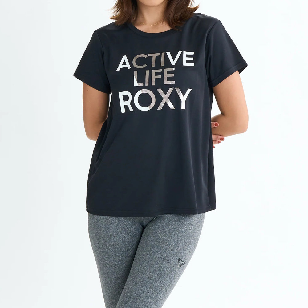 ロキシー 半袖Tシャツ レディース 水陸両用 速乾 UVカット ACTIVE LIFE TEE RST254535-BLK