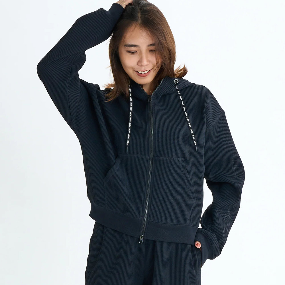 ロキシー パーカー レディース ジップアップ ワッフル素材 BE ACTIVE HOODIE RZP254514-BLK