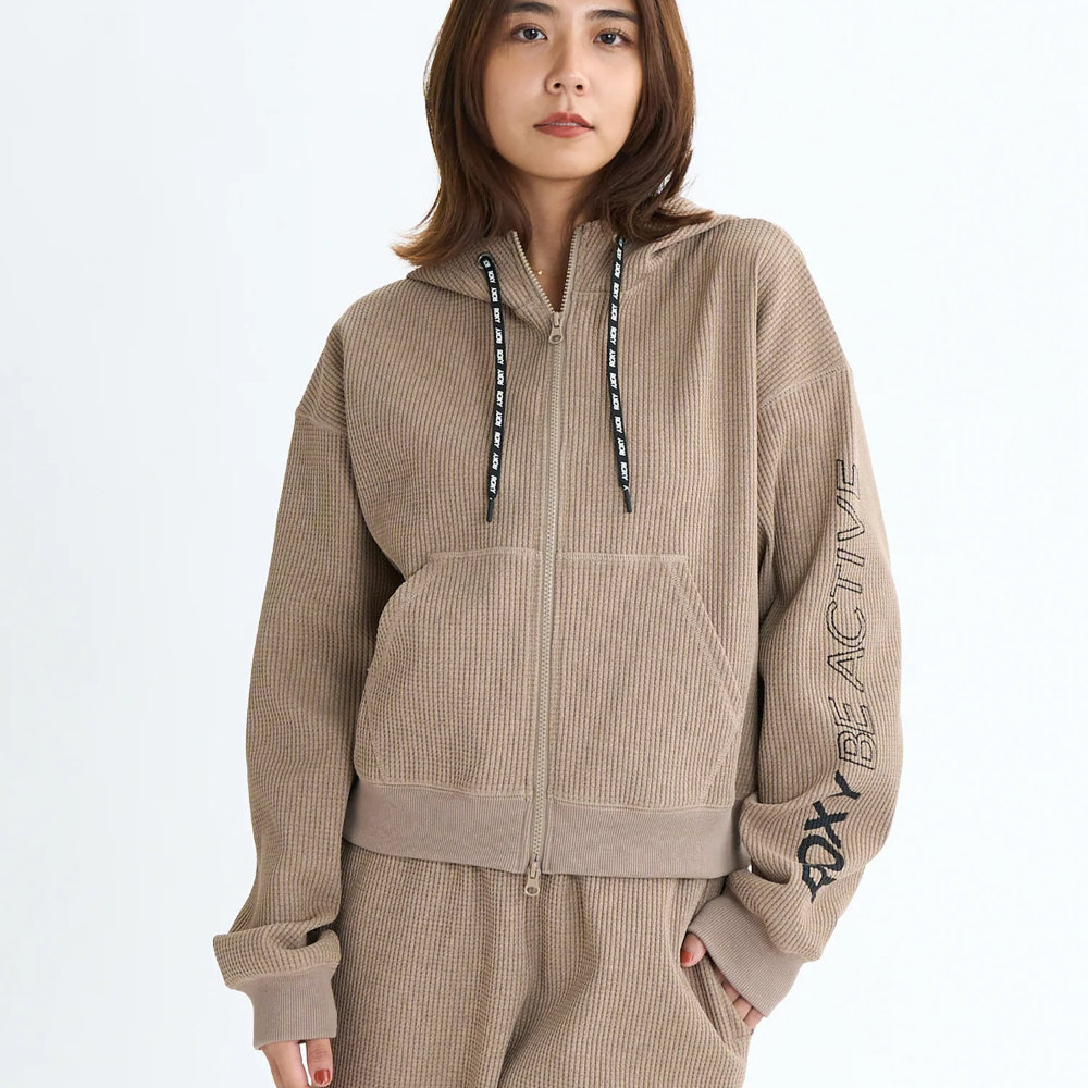 ロキシー パーカー レディース ジップアップ ワッフル素材 BE ACTIVE HOODIE RZP254514-CAM