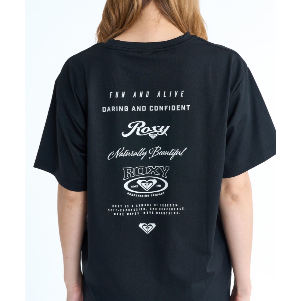 ロキシー ラッシュTシャツ 半袖 レディース バックプリント ROXY HISTORICAL LOGO RLY261037-BLK