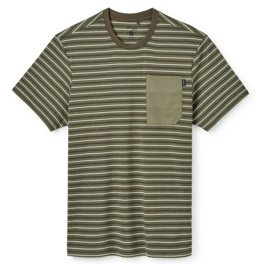 Rab ラブ リベリン ストライプ ポケット ティー メンズ Tシャツ 半袖 ライトカーキ ストライプ QCC35-LKH