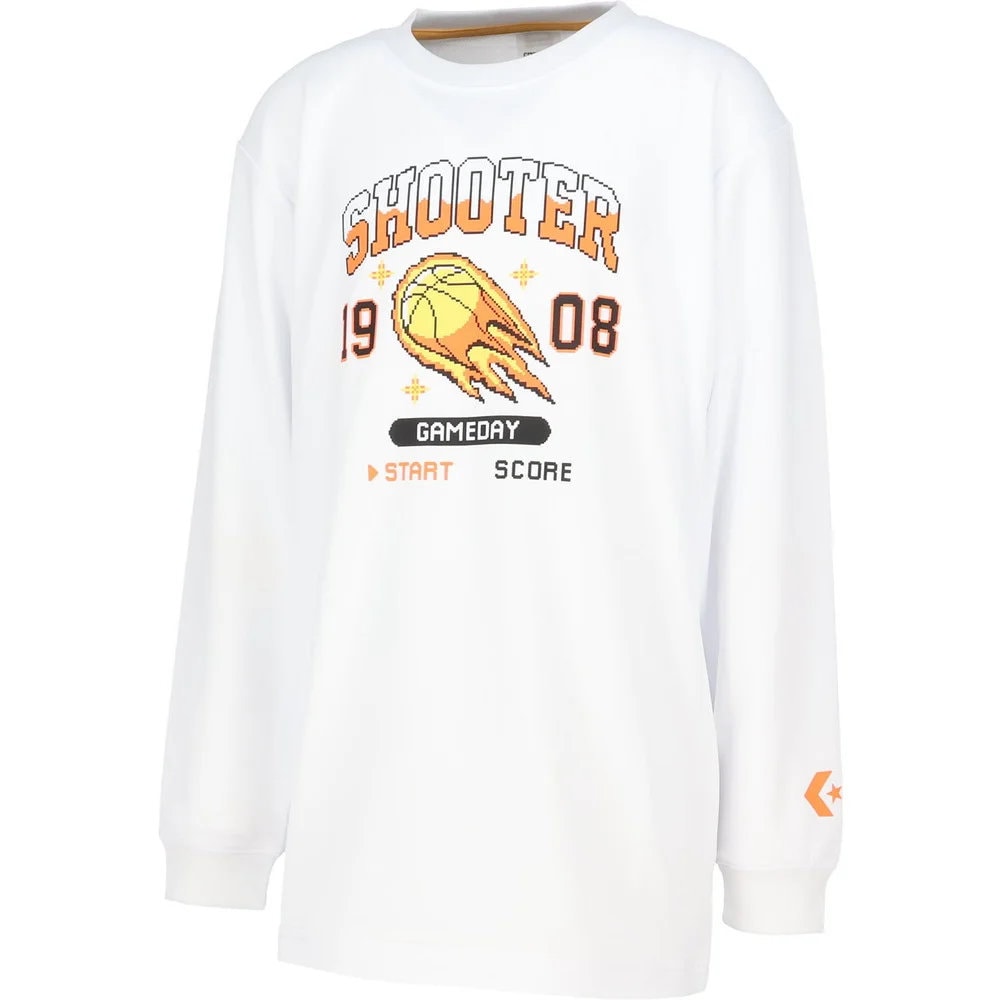 コンバース ジュニア プリントTシャツ 長袖 バスケットボール Jrプリントロングスリーブシャツ CB462358L-1100