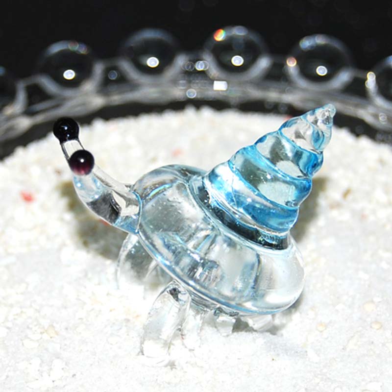 ガラス細工　ヤドカリ ヤドカリガラス細工 ホワイトブルー | プレゼントにも！海雑貨
