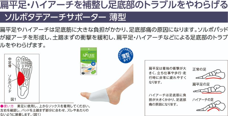 ソルボタテアーチサポーター 薄型（1足入）｜ヤガミホームヘルス