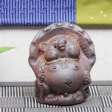信楽焼 たぬき 古狸菴窯作 信楽焼きたぬき 5号手作り福々狸 陶器タヌキ