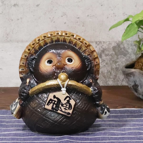 信楽焼 たぬき 信楽焼きたぬき 5号ガマグチ狸(茶) 陶器タヌキ［ta-0156
