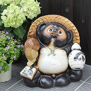 信楽焼 たぬき 信楽焼きたぬき 10号こづち持ち狸 陶器タヌキ［ta-0166