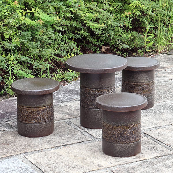 信楽焼 ガーデンテーブル 14号窯肌ガーデンテーブルセット 陶器の