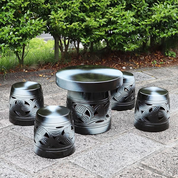 信楽焼 カスミ唐草テーブルセット 【公式通販】