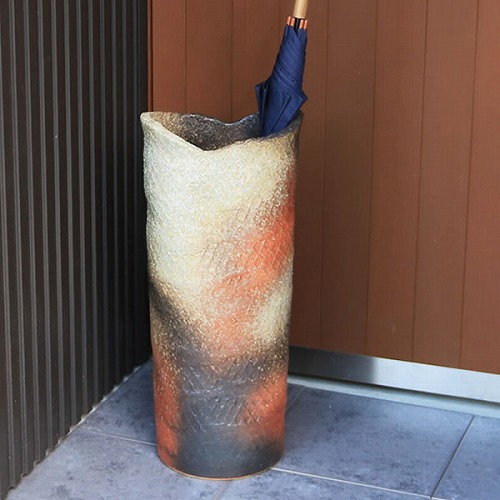 信楽焼きかさたて　荒土長傘立て　陶器かさたて 傘立て 陶器 おしゃれ 信楽焼 かさたて 和風 傘入れ モダン 玄関 新築