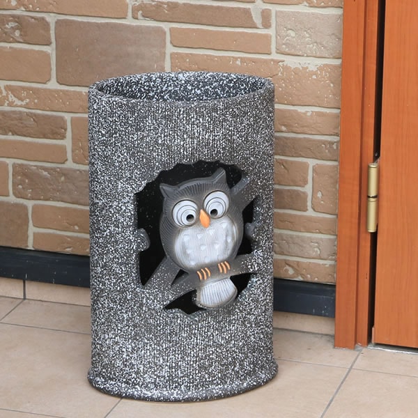 新品】信楽焼 傘立て フクロウ 森のふくろう傘立て（古信楽色）｜中村陶器