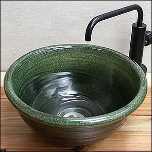 信楽焼 手洗い鉢,ミニサイズ 緑ビードロ手洗い鉢【ミニサイズ】信楽焼き手洗器！陶器の手水鉢[tr-1127] - まるいち本店