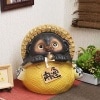 信楽焼きたぬき 7号ガマグチ狸(黄) 陶器タヌキ［ta-0123］|たぬき