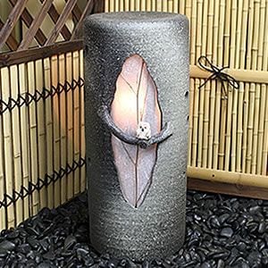 信楽焼 電動つくばい 風の水琴胴夢 信楽焼き水琴窟つくばい(ふくろう