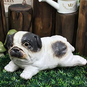 信楽焼 動物 ブルドック仔犬おきもの（白） 信楽焼イヌ置き物［ok-0034