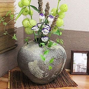 信楽焼 花瓶 荒土手ひねり変形花瓶(彩） 信楽焼き 壺［ha-0050 