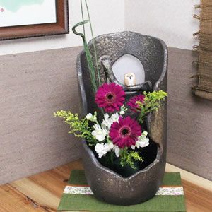 信楽焼 花瓶 フクロウ付き花入れ 信楽焼き 花器［ha-0160］ - まるいち本店