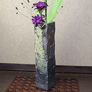 ☆美品 信楽焼 陶器 花入れ 花器 古陶ちぎり角☆ ☆美品 信楽焼 陶器 花入れ 花器 古陶ちぎり角☆
