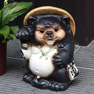 信楽焼 たぬき 信楽焼きたぬき シーサー狸(オス) 陶器タヌキ［ta-0237