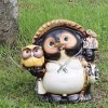 信楽焼きたぬき 9号ふくろう持ち狸　陶器タヌキ［ta-0297］|たぬき