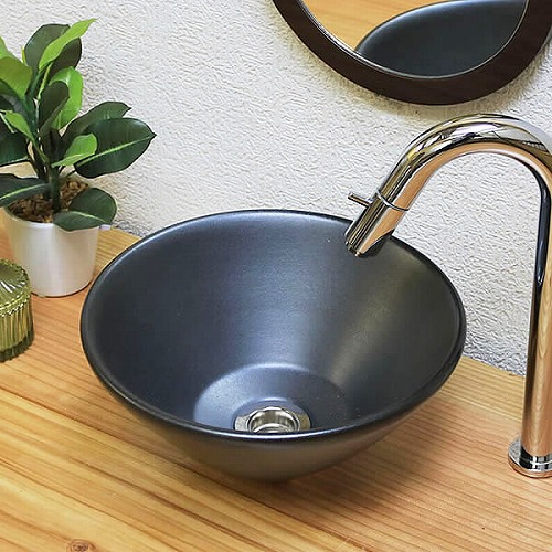 信楽焼 手洗い鉢,ミニサイズ 黒マット手洗い鉢【ミニサイズ】信楽焼き手洗器！陶器の手水鉢[tr-1180] - まるいち本店