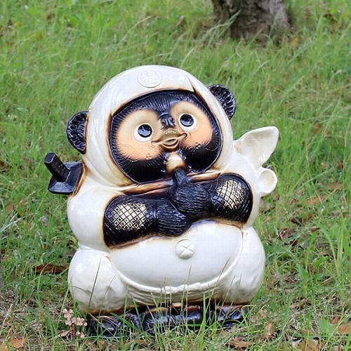 ①親たぬき たぬきの陶器置物 たぬき置物（信楽焼）