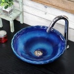 藍の色　手洗い鉢【小型サイズ】　信楽焼き手洗器　陶器の手水鉢　陶器　丸型　青色　［tr-2259］|小型サイズ|手洗い鉢