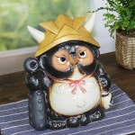 信楽焼きたぬき 福鬼喜門狸 金かぶと 陶器タヌキ しがらきやき 狸 ［ta-0358］|たぬき