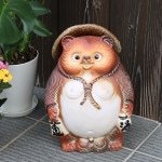 信楽焼たぬき 火色笑福狸 陶器タヌキ しがらきやき 狸 ［ta-0362］|たぬき