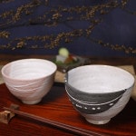 信楽焼 ペア飯碗 夫婦茶碗 信楽焼 結婚祝い 食器 おしゃれ 茶碗 ご飯茶碗 陶器 器 うつわ 飯茶碗 茶漬け碗 和食器 どんぶり 丼ぶり 潮騒(ブラック・ピンク)飯碗ペアセット w410-01_02