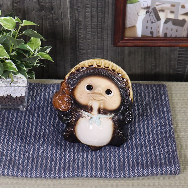 信楽焼 たぬき 信楽焼きたぬき 福こづち狸 陶器タヌキ 狸置物 ［ta