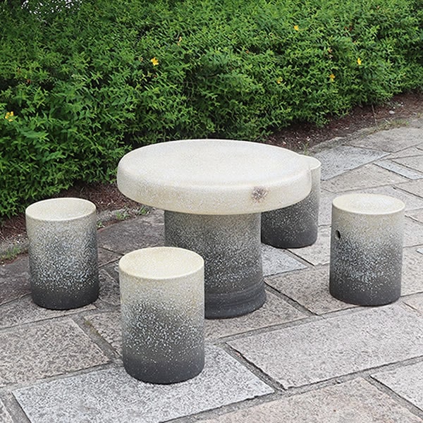 信楽焼 ガーデンテーブル 陶器テーブルセット 庭園テーブル イス 信楽焼きテーブル 陶器