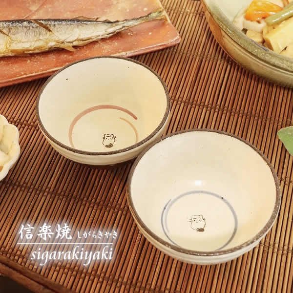 信楽焼 たぬき夫婦飯碗