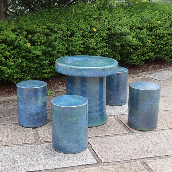信楽焼 ガーデンテーブル 陶器テーブルセット 庭園テーブル イス 信楽焼きテーブル 陶器