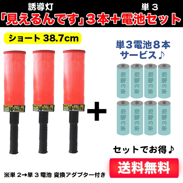 誘導灯『見えるんです。』赤LED＜ショート＞3本＋電池サービス | 誘導