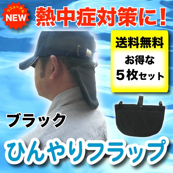 【送料無料】ひんやりフラップ5枚セット<ブラック>