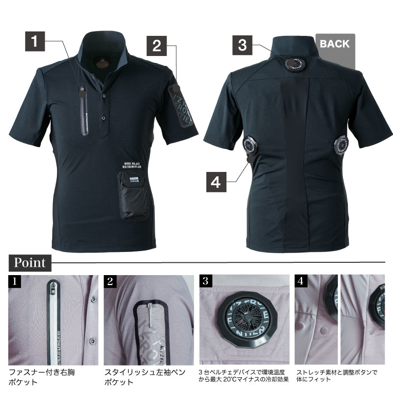 125 ペルチェ半袖ポロシャツ アイズフロンティア 単品 服のみ 冷却 ペルチェ 専用 半袖 ポロシャツ ワーク マン 涼しい 冷たいペルチェ ベスト アイズ 暑さ対策 熱中症対策 作業着 インナー 冷却ウェア