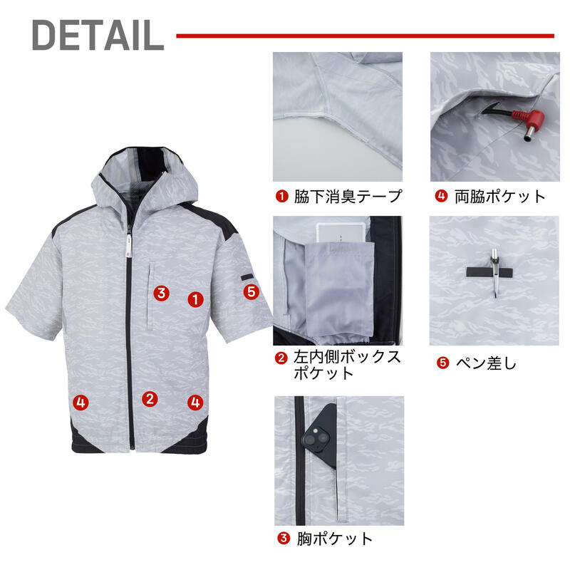 【ファンカバープレゼント!】MK-200 MHAK空調風神服フード付半袖ブルゾン 20年セット(サンエス製RD9020H&RD9090J)