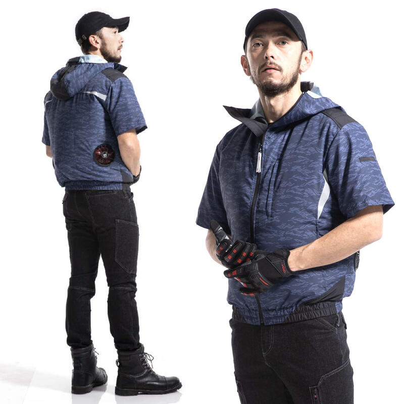 【ファンカバープレゼント!】MK-200 MHAK空調風神服フード付半袖ブルゾン 20年セット(サンエス製RD9020H&RD9090J)