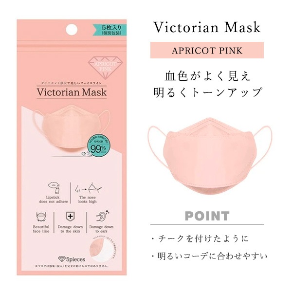 Victorian Mask アプリコットピンク 4層 30枚入り 6箱セット