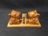 屋久杉招き猫 彫り物・置物2個セット(台付き)131|屋久杉彫り物・置物