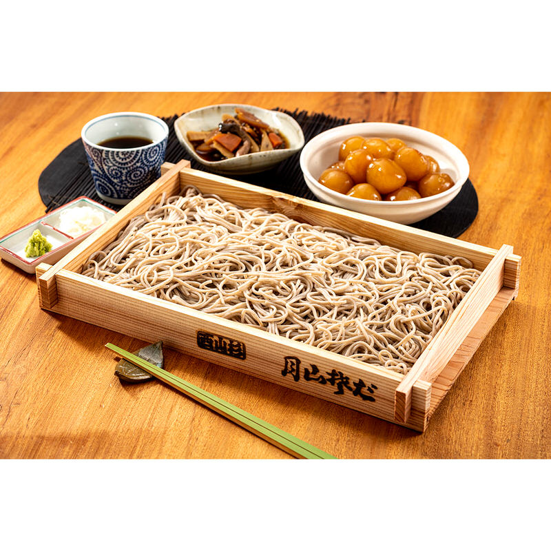にしかわの味セット 木箱入 〔月山そば180g×5、月山漬150g×1、玉こんにゃく(たれ付)23玉〕 名産品 詰め合わせ 山形県 玉谷製麺所