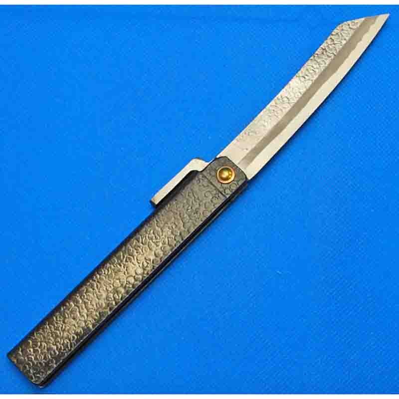 冨田滋作 肥後小刀 （特大） 黒 ナイフ型 鎚目 乱刃仕上 | 打ち