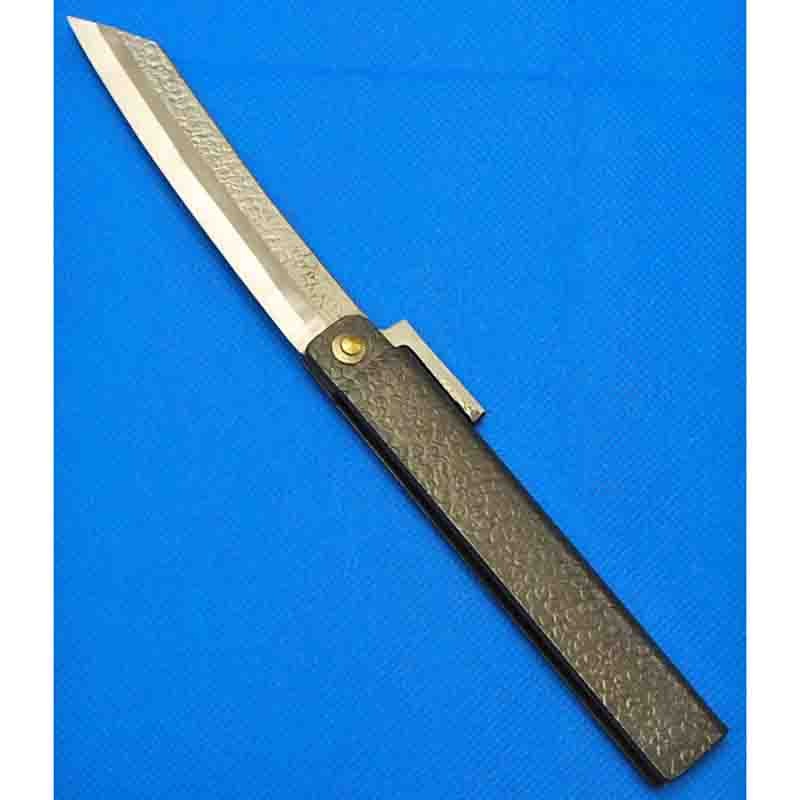 冨田滋作 肥後小刀 （特大） 黒 ナイフ型 鎚目 乱刃仕上 | 打ち
