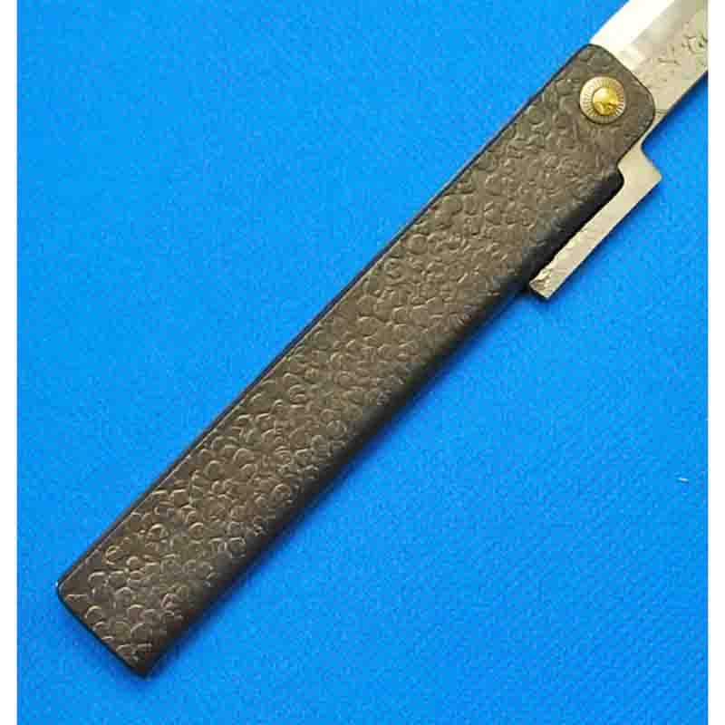 冨田滋作 肥後小刀 （特大） 黒 ナイフ型 鎚目 乱刃仕上 | 打ち刃物