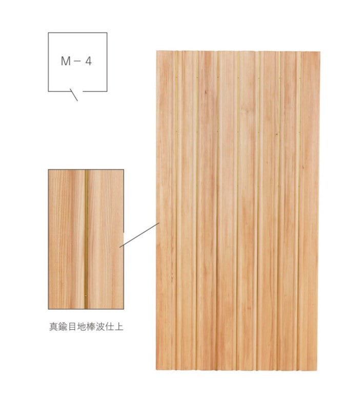 M４／2枚引き違い戸　　　　　　　　　　モミの木無垢浮造り（枠付）