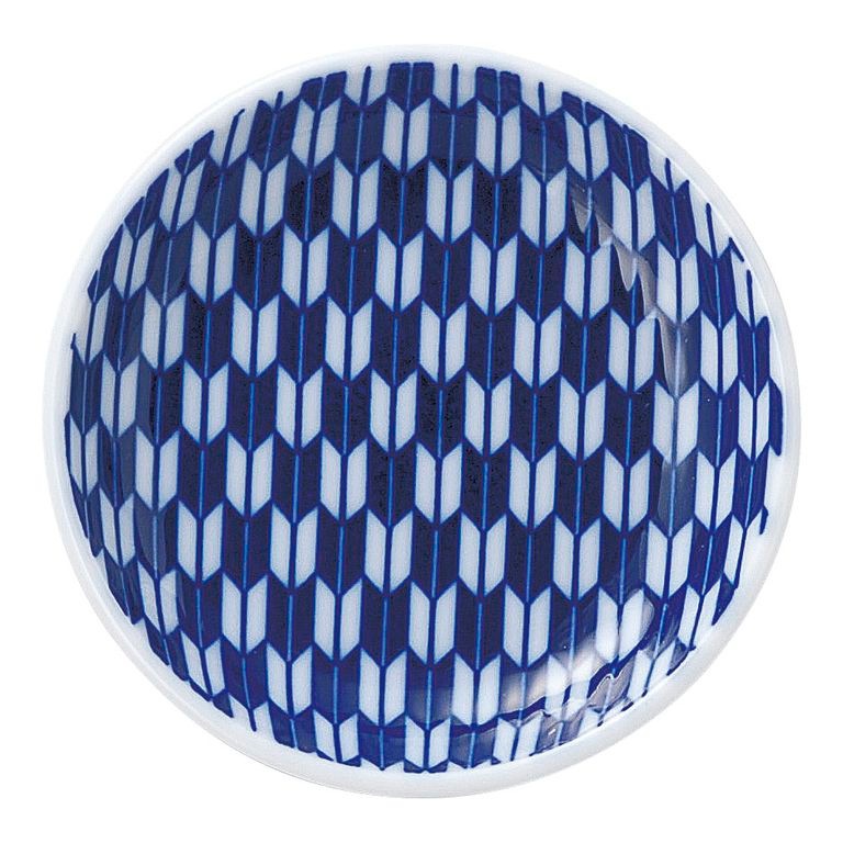矢絣 青 10cm丸皿 - シリーズから選ぶ,矢絣 - 食器 HatsuZan
